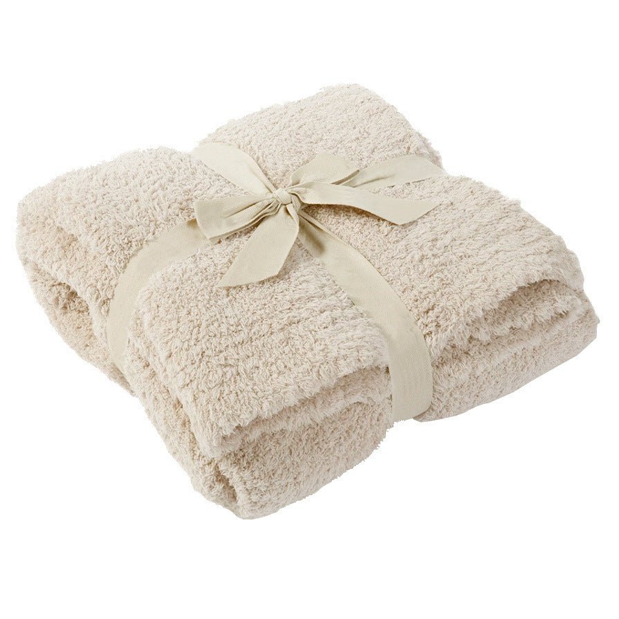 Half Velvet Sofa Knitted Jacquard Solid Color Furniture Blanket - Luxe Nest Market