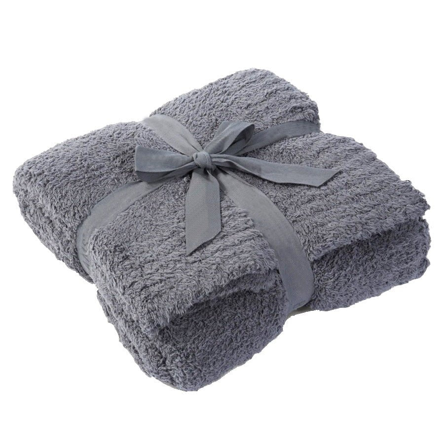 Half Velvet Sofa Knitted Jacquard Solid Color Furniture Blanket - Luxe Nest Market