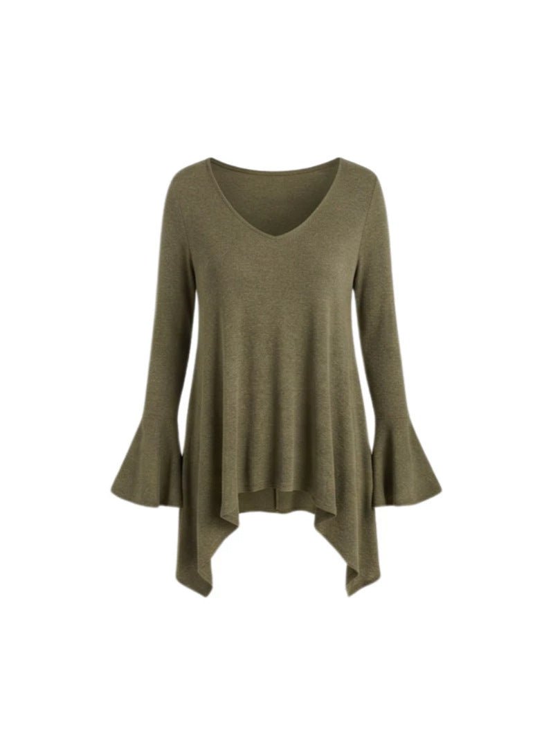 Womens Top With An Irregular Hem And Cuffs - Luxe Nest Market